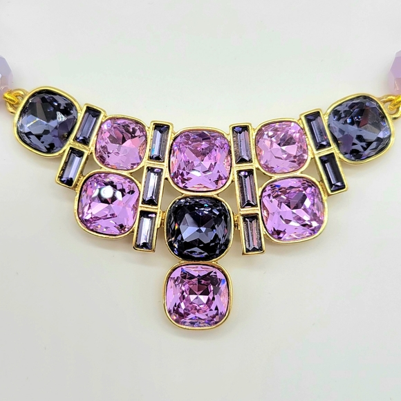 Heidi Daus Art Deco Set with Cushion Cut Swarovski Crystals and Lavender Beads - Picture 6 of 11
